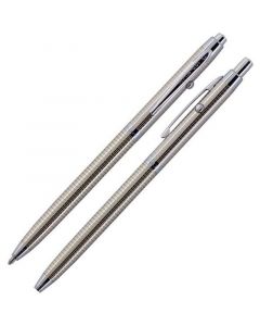 Shuttle Space Pen, Chrome with Gold Grid Design (#G4)