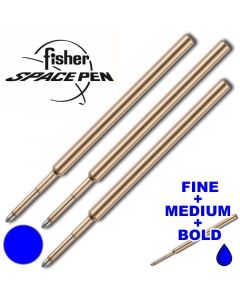 Conjunto de Recambios Bolígrafo Fisher Space Pen Azul (Punto Fino, Medio y Grueso)